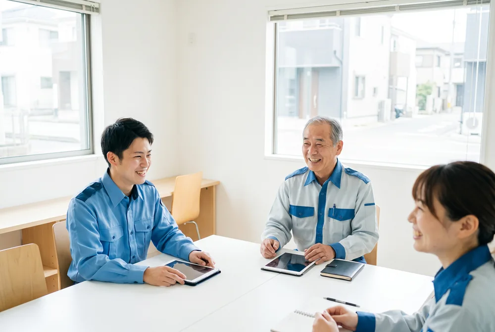 警備会社の担当者と打ち合わせをする様子